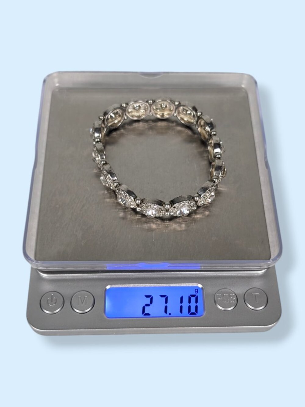 White Rhinestone Halo Stretch Bracelet - Picture 5 of 5